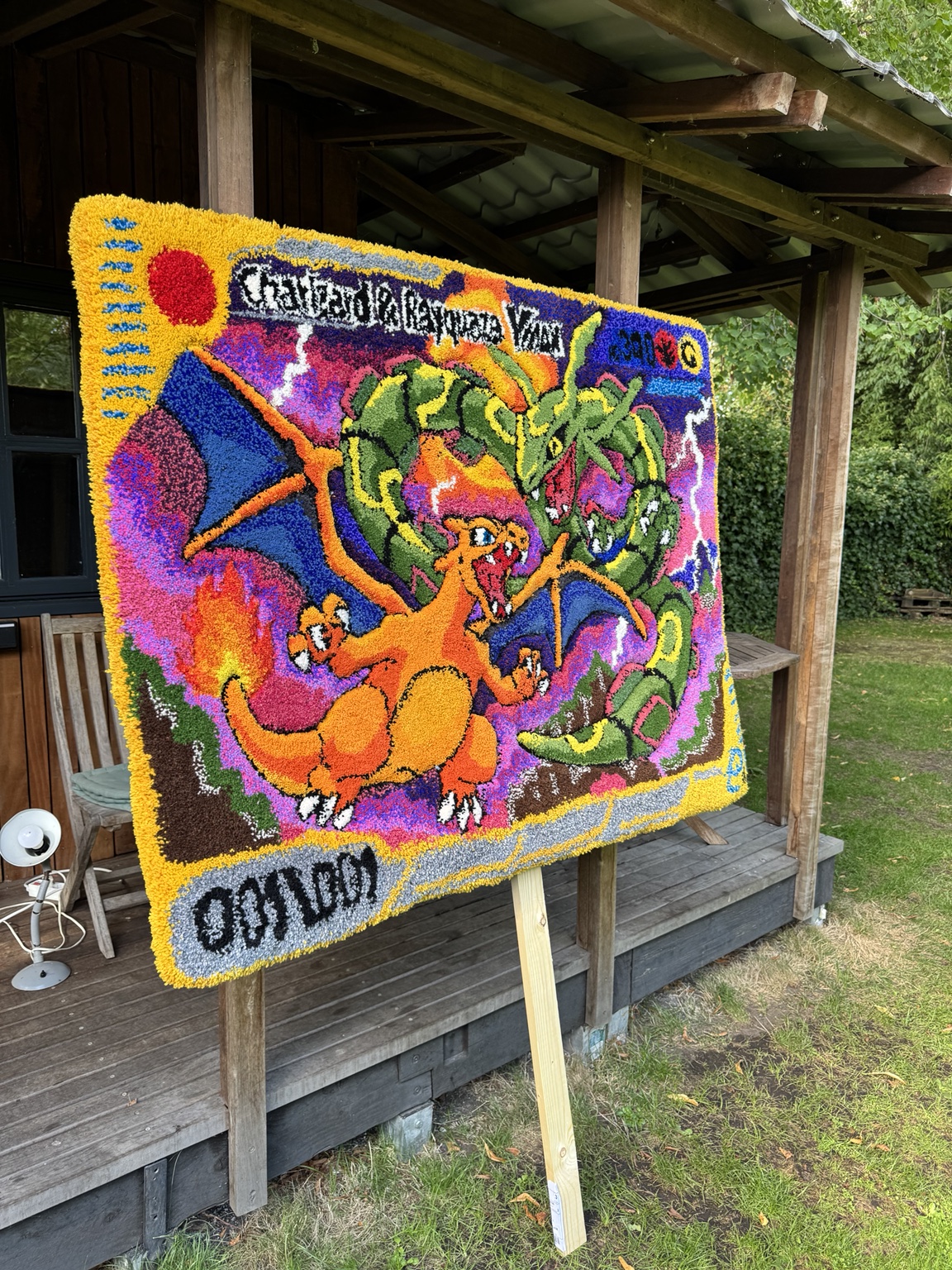 Charizard and Rayquaza rug — alternate view
